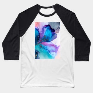 Violet Blue Garden - Abstract Alcohol Ink Art Baseball T-Shirt